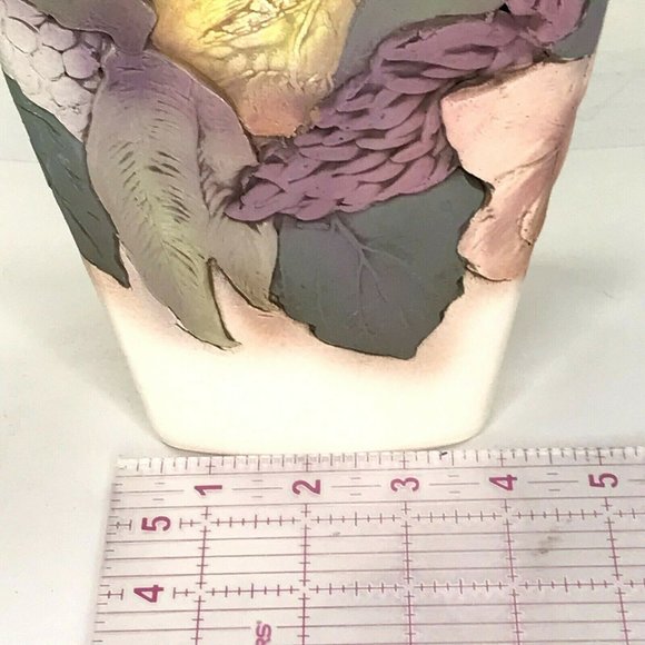 John Davis Pottery Ceramic Vase 12" Sculpted Inlaid Floral Bouquet With Birds - Picture 5 of 10